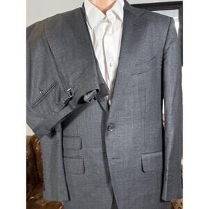 Tom Ford Charcoal Checked Gray Flannel 2Pc Suit Wool 50R 40R 35x29 Trousers EUC